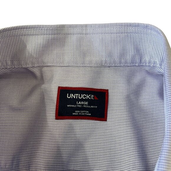 Untuckit Long Sleeve Button Down Shirt Men's Size Large Purple Micro Stripes - Picture 2 of 5